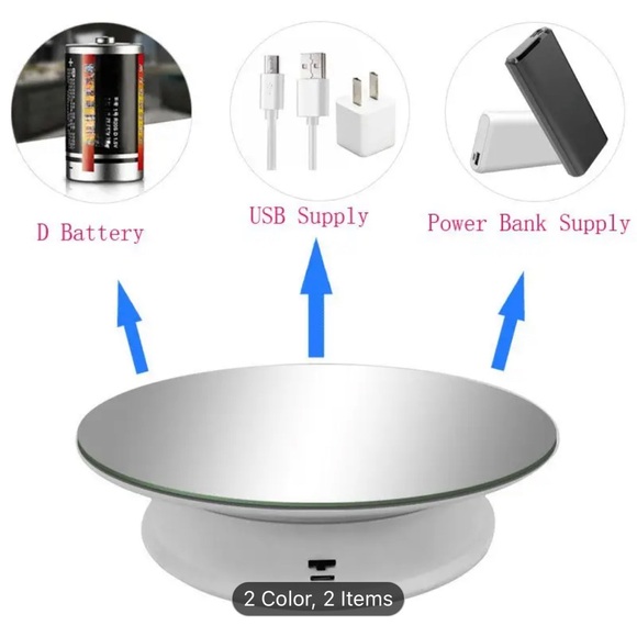 (NIB) Motorized 360° Rotating Display Stand, Black or White - Picture 2 of 14